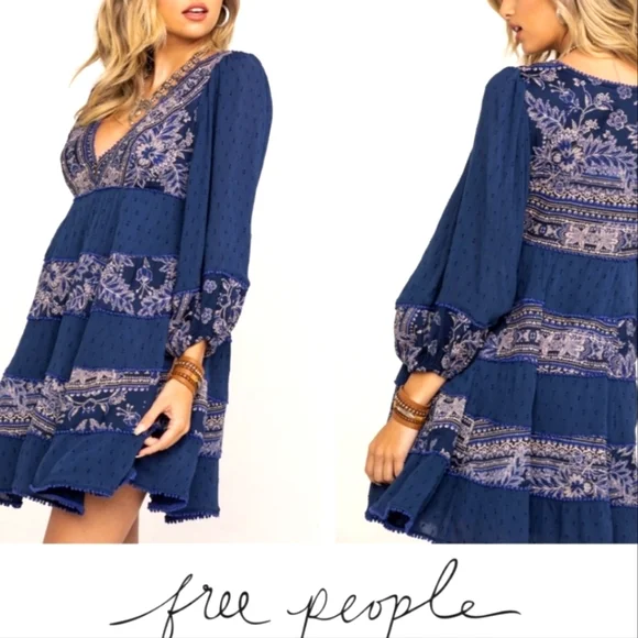 Free People Dresses Free People My Love Mini Indigo Dress